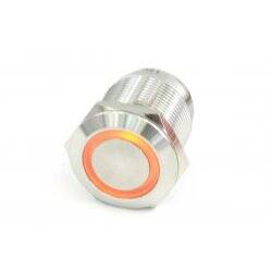 Phobya push-button 19mm stainless steel, orange lighting, with screw-on contacts 6pin