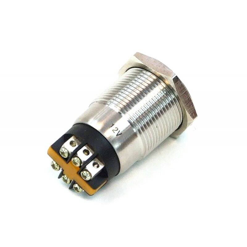 Phobya push-button 19mm stainless steel, orange lighting, with screw-on contacts 6pin