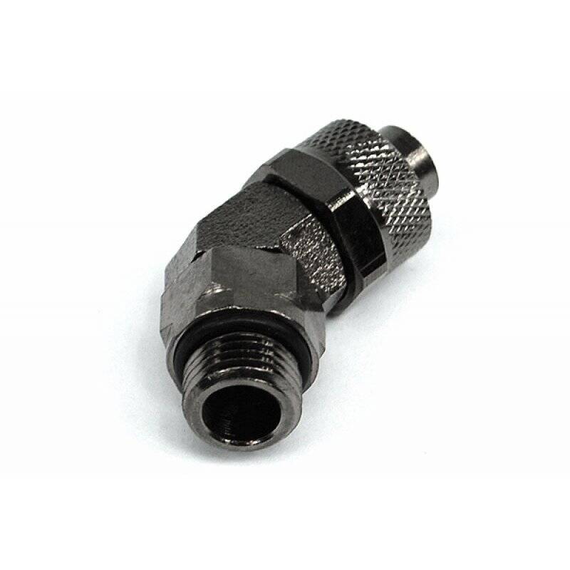13/10mm (10x1,5mm) compression fitting  45° revolvable outer thread 1/4 - black nickel