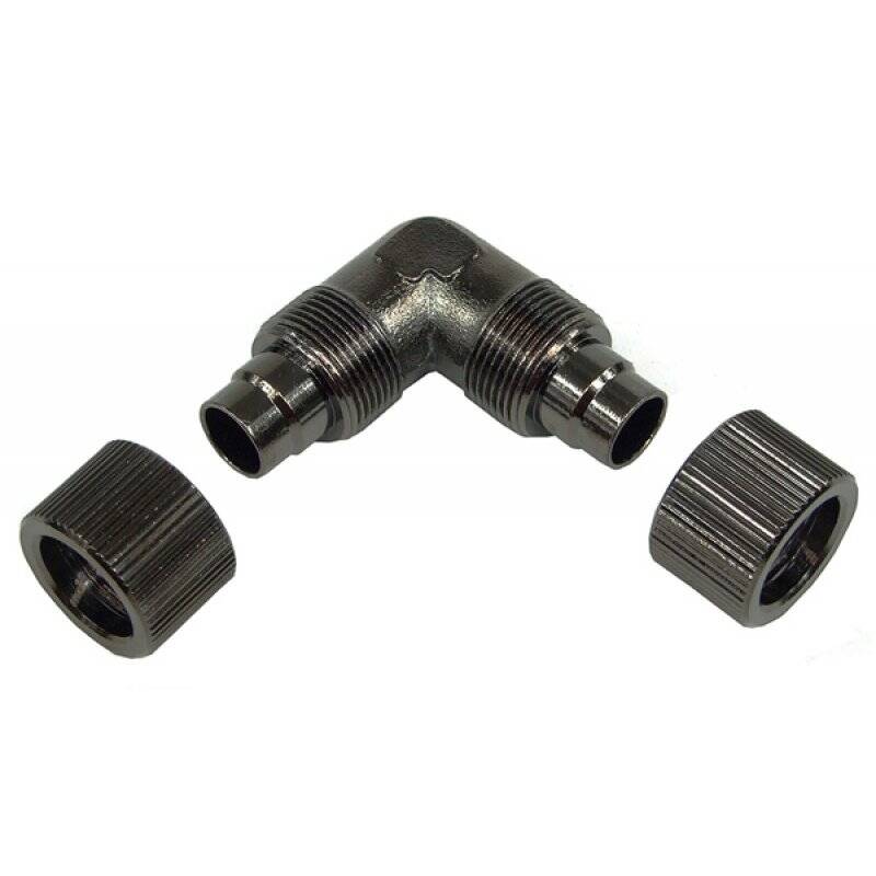 13/10mm (10x1,5mm) L  hose connector  compact  black nickel plated