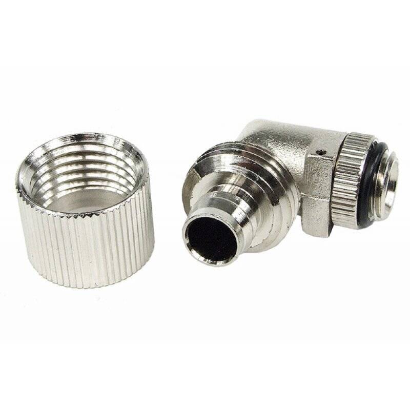 16/10mm compression fitting 90° revolvable G1/4 - compact  silver nickel