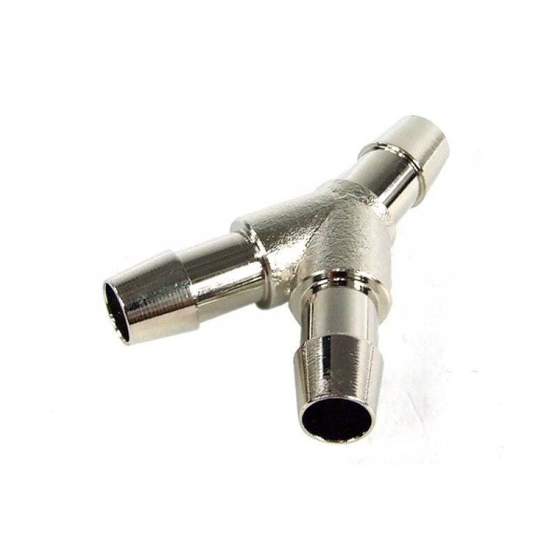 8mm (10/8mm) Y tubing connector - Brass nickel plated