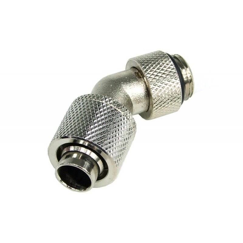13/10mm (10x1,5mm) compression fitting 45° revolvable G1/4 - knurling  silver nickel