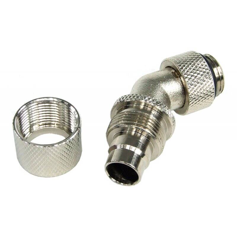13/10mm (10x1,5mm) compression fitting 45° revolvable G1/4 - knurling  silver nickel