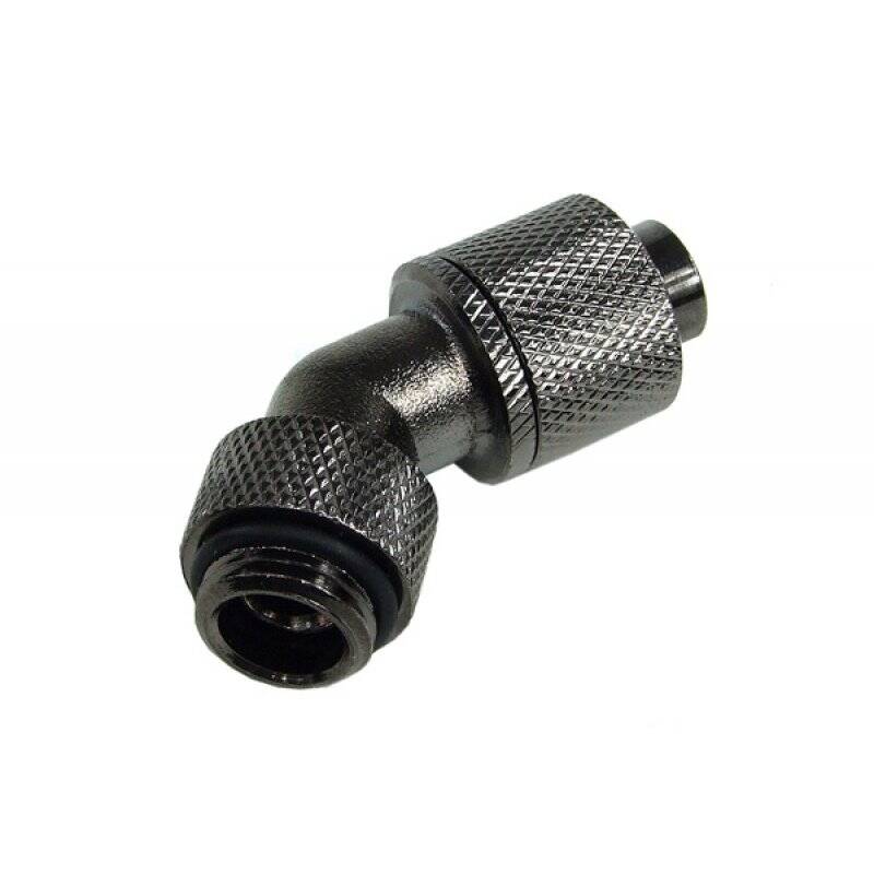 13/10mm (10x1,5mm) compression fitting 45° revolvable G1/4ö - knurling black nickel