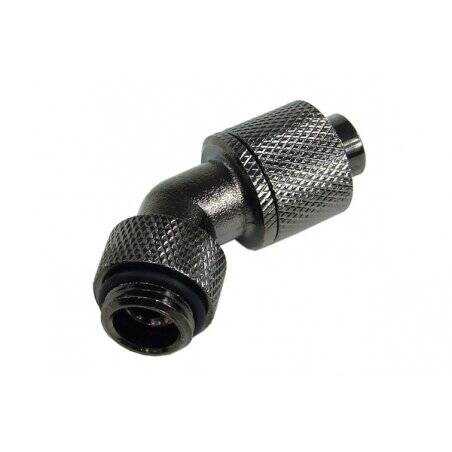 13/10mm (10x1,5mm) compression fitting 45° revolvable G1/4ö - knurling black nickel