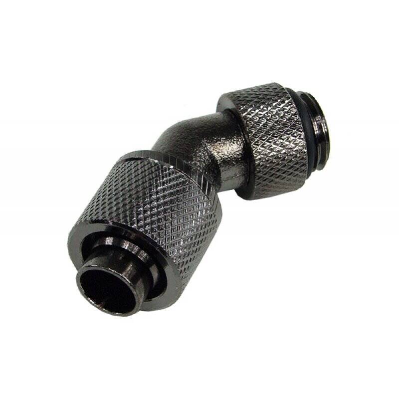 13/10mm (10x1,5mm) compression fitting 45° revolvable G1/4ö - knurling black nickel
