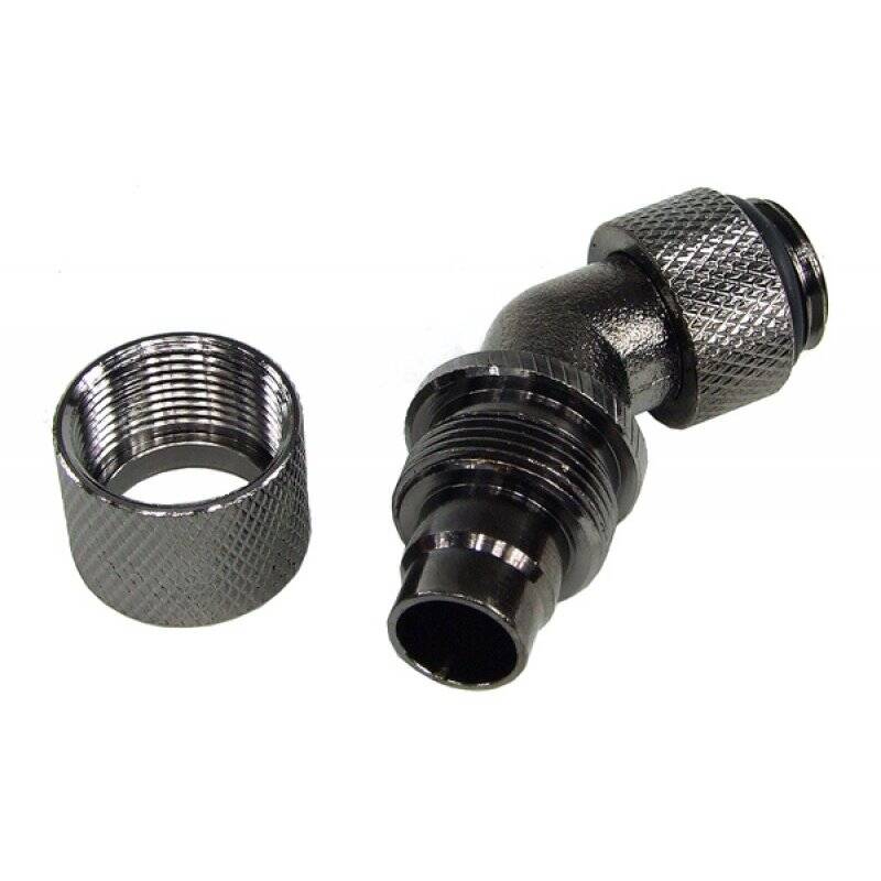 13/10mm (10x1,5mm) compression fitting 45° revolvable G1/4ö - knurling black nickel