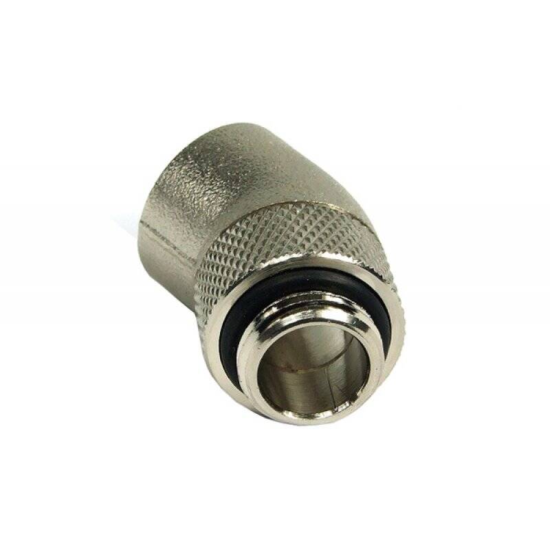 angled 30° adaptor revolvable G1/4" to G1/4" inner thread - round - silver nickel plated