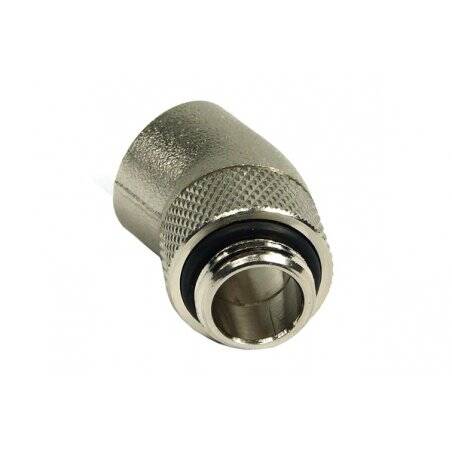angled 30° adaptor revolvable G1/4" to G1/4" inner thread - round - silver nickel plated