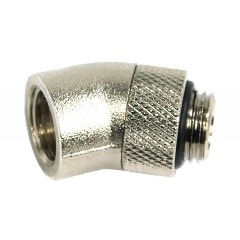 angled 30° adaptor revolvable G1/4" to G1/4" inner thread - round - silver nickel plated