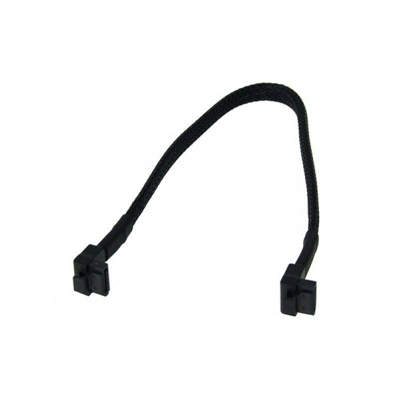Phobya SATA 3.0 connection cable angled with safety latch 30cm - black