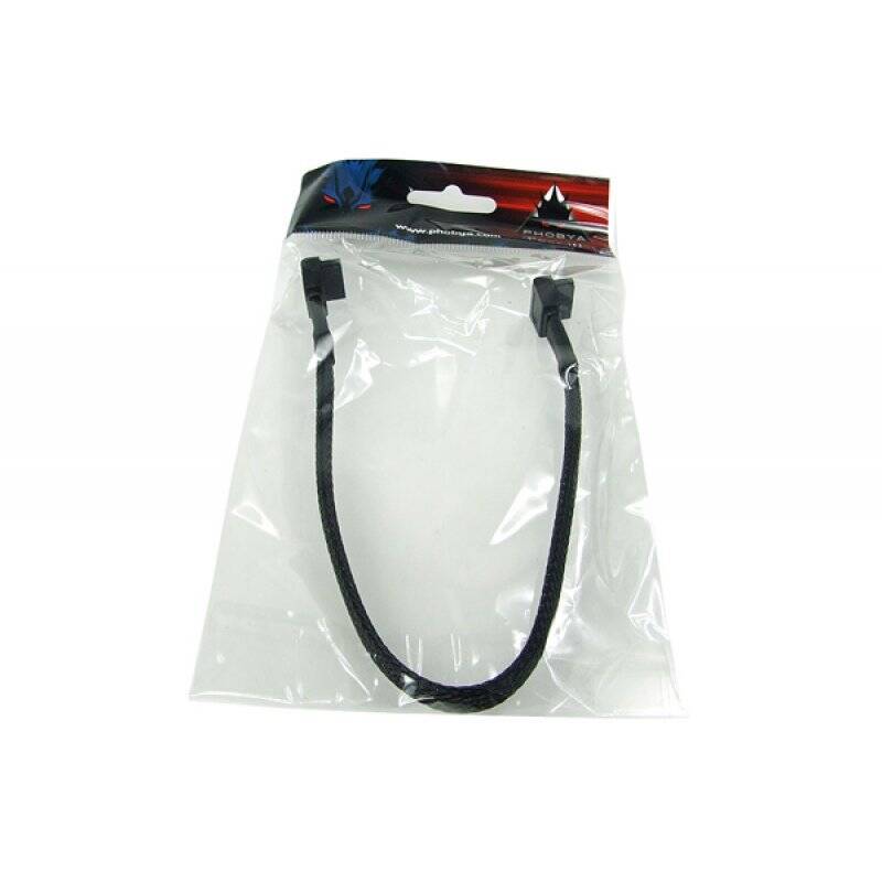 Phobya SATA 3.0 connection cable angled with safety latch 30cm - black