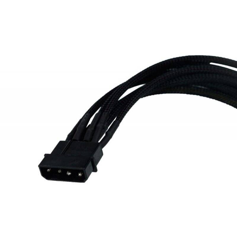 Phobya Y-Cable 4Pin to 2x 4Pin single sleeved 20cm - black