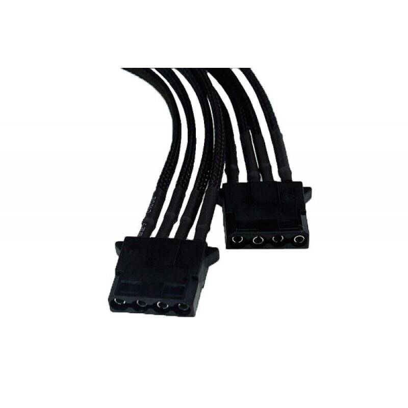 Phobya Y-Cable 4Pin to 2x 4Pin single sleeved 20cm - black