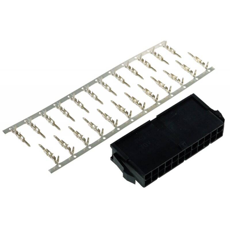 Phobya ATX Power Connector 24Pin female incl. 24 Pins - black