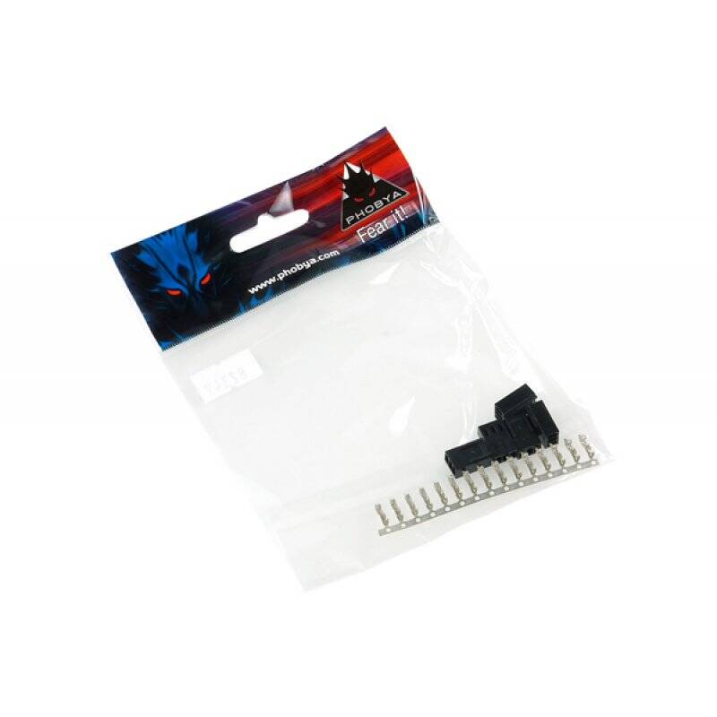 Phobya Fan Power Connector 3Pin female incl. 3 Pins - 5 pcs black