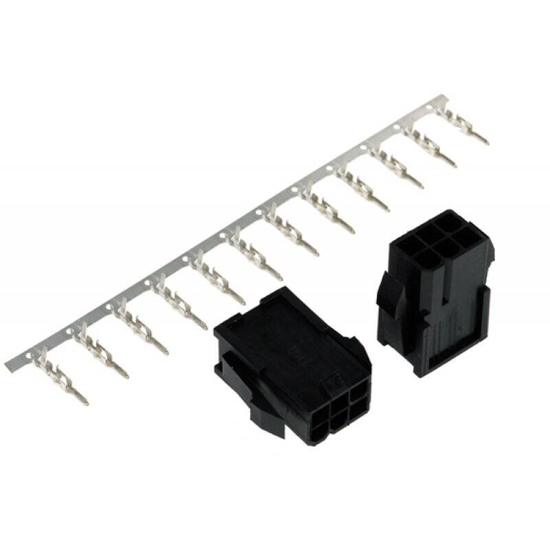 Phobya VGA Power Connector 6Pin female (square) incl. 6 Pins - 2 pcs black