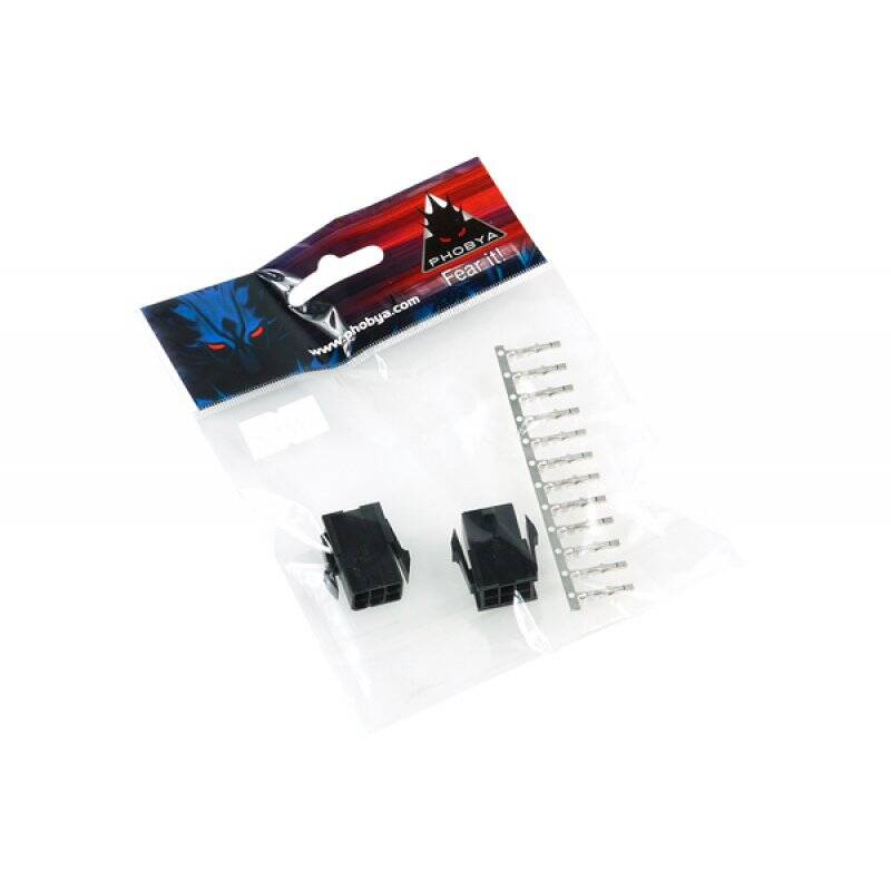 Phobya VGA Power Connector 6Pin female (square) incl. 6 Pins - 2 pcs black