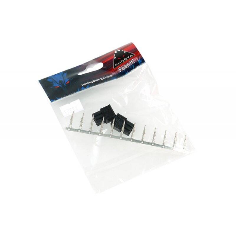 Phobya VGA Power Connector 6Pin male (square) incl. 6 Pins - 2 pcs black