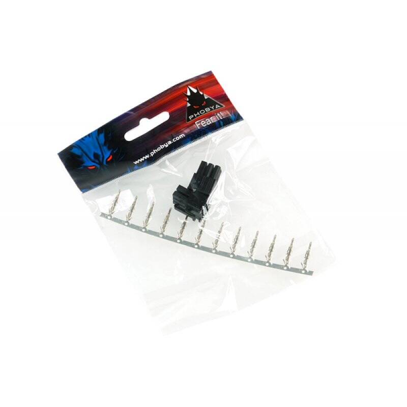 Phobya VGA Power Connector 6Pin male (tapered) incl. 6 Pins - 2 pcs black