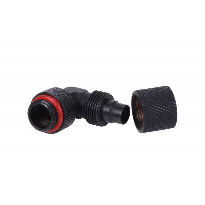 11/8mm (8x1,5mm) compression fitting 90° G1/4 revolvable - knurled - matte black