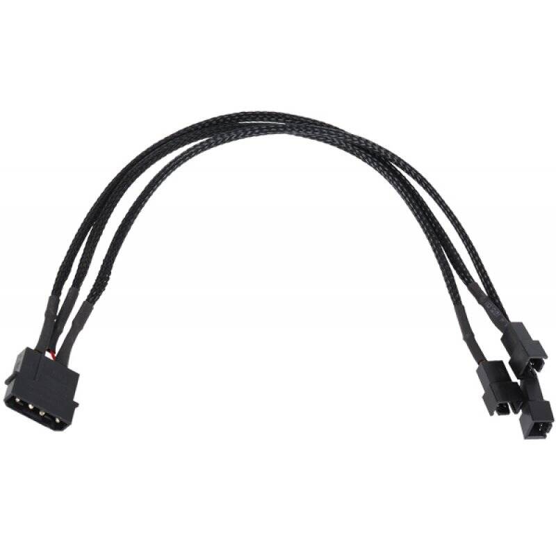 Phobya adapter 4Pin Molex to 3Pin 5V/7V/12V 30cm - black