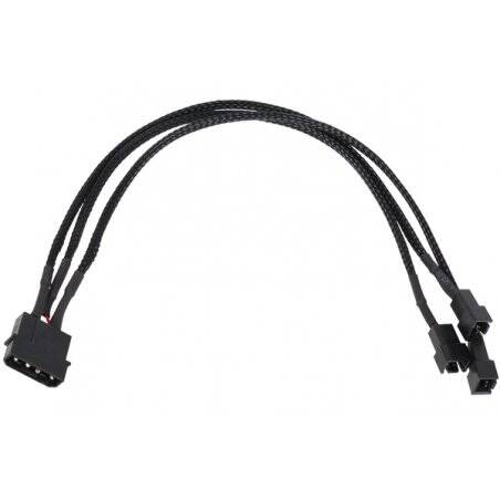 Phobya adapter 4Pin Molex to 3Pin 5V/7V/12V 30cm - black