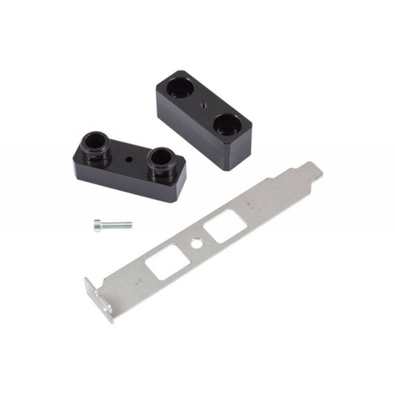 Aquacomputer enclosure loop-thourgh via slot cover with two connections G1/4, two-part