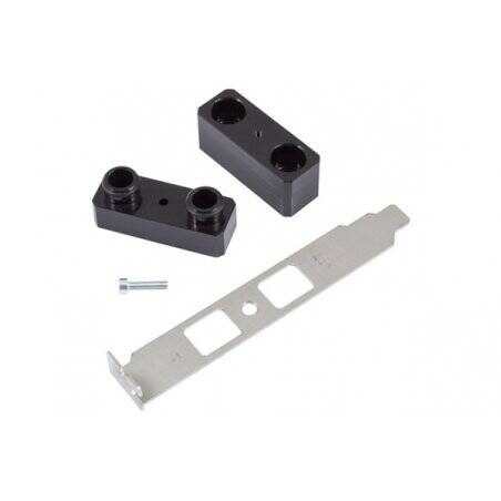 Aquacomputer enclosure loop-thourgh via slot cover with two connections G1/4, two-part