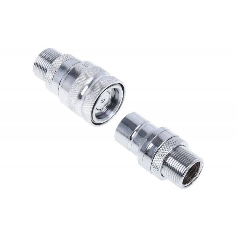 Raccord autobloquant Alphacool compatible Eiszapfen Quick Release double bulkhead G1/4 (Argent)