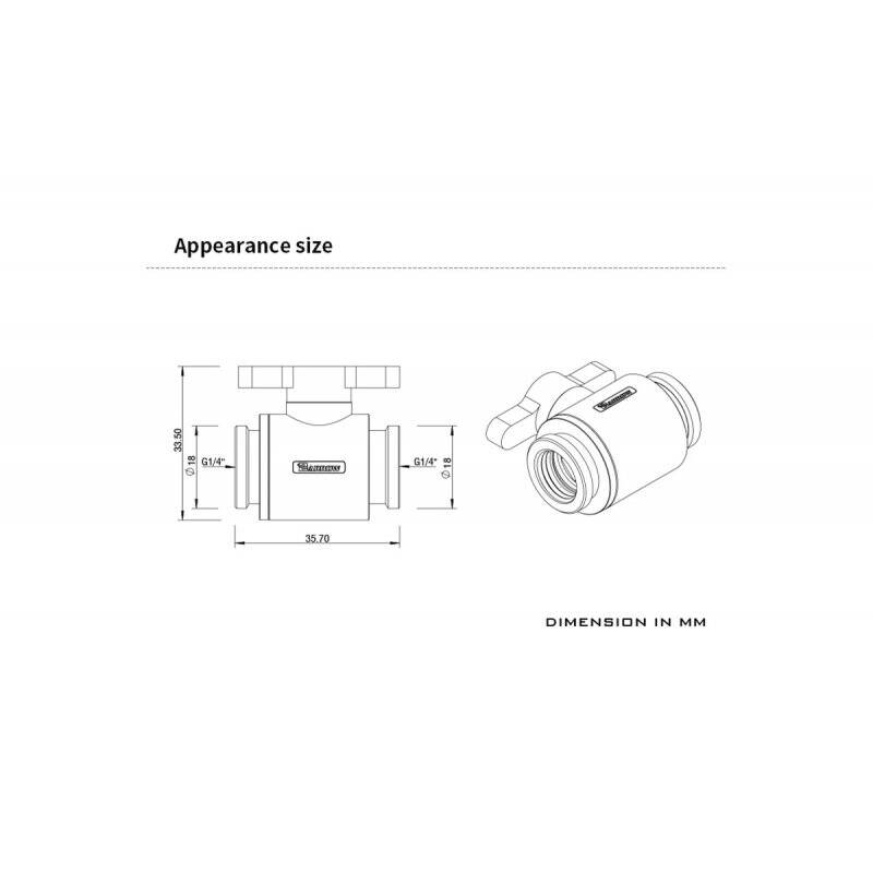 Barrow Mini Water stop valve - Black main body + classic black aluminum handle