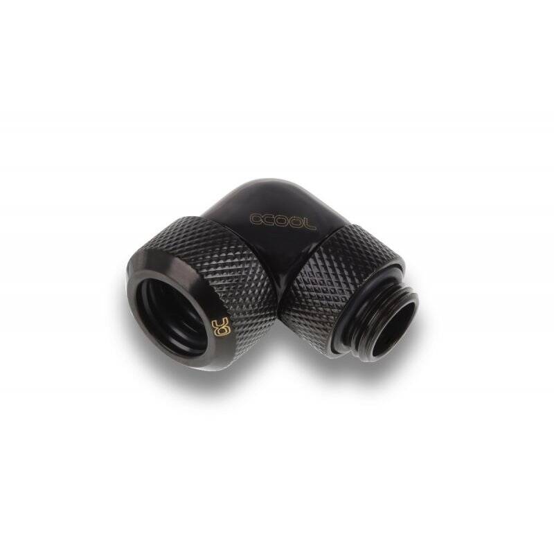 Alphacool Eiszapfen 13mm HardTube compression fitting 90° rotatable G1/4 for Acryl/Brass tubes - 4pcs Set Deep Black