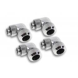 Alphacool Eiszapfen 13mm HardTube compression fitting 90° rotatable G1/4 for Acryl/Brass tubes - 4pcs Set Chrome