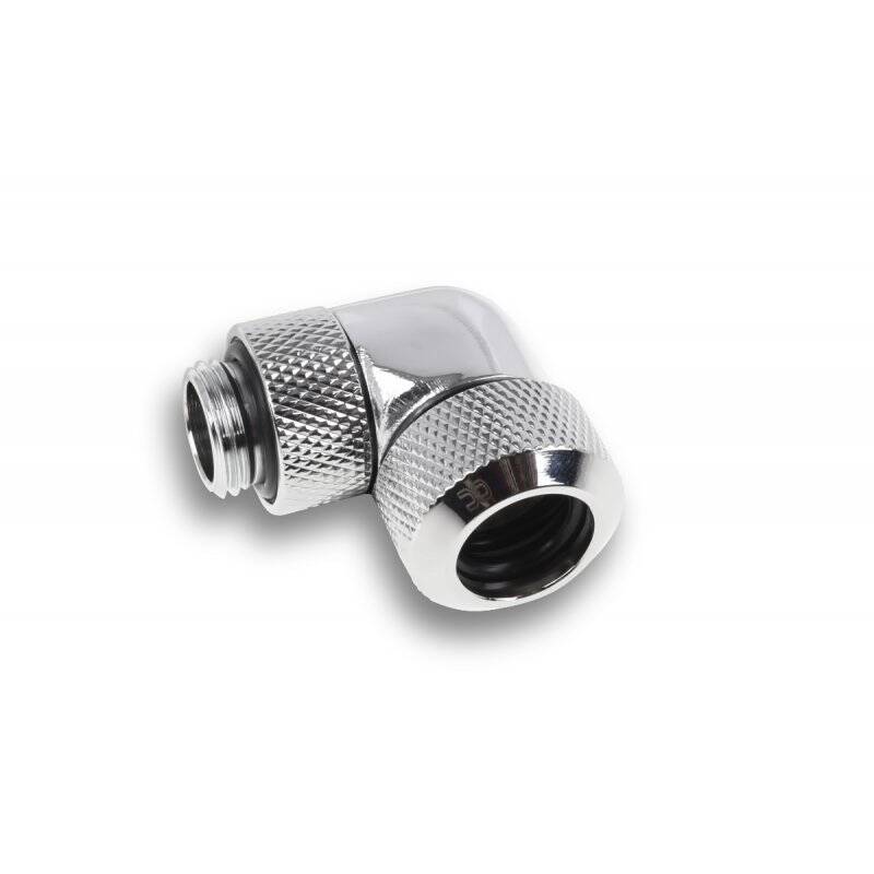 Alphacool Eiszapfen 13mm HardTube compression fitting 90° rotatable G1/4 for Acryl/Brass tubes - 4pcs Set Chrome