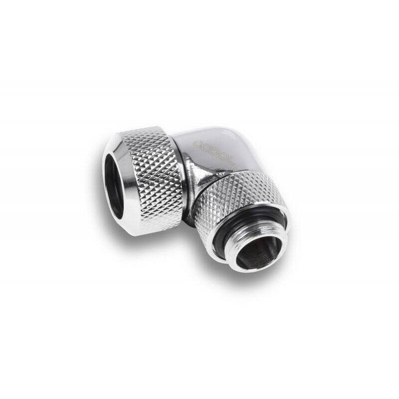 Alphacool Eiszapfen 13mm HardTube compression fitting 90° rotatable G1/4 for Acryl/Brass tubes - 4pcs Set Chrome