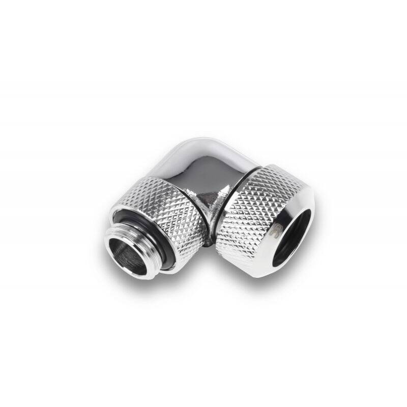 Alphacool Eiszapfen 13mm HardTube compression fitting 90° rotatable G1/4 for Acryl/Brass tubes - 4pcs Set Chrome