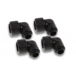 Alphacool Eiszapfen 16mm HardTube compression fitting 90° rotatable G1/4 für Acryl/Brass tubes - 4pcs Set Deep Black