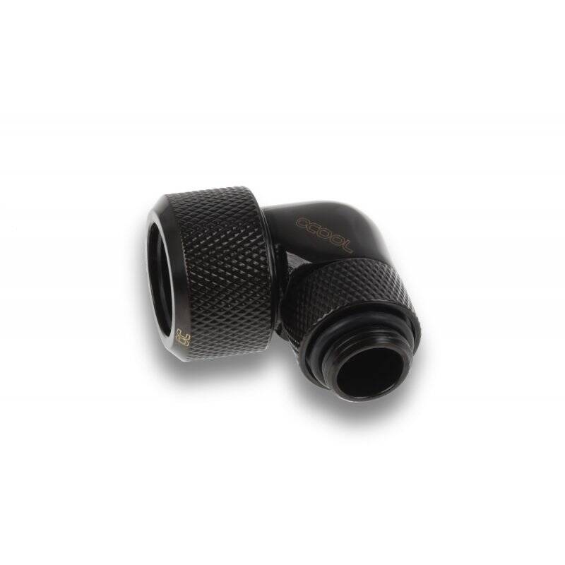 Alphacool Eiszapfen 16mm HardTube compression fitting 90° rotatable G1/4 für Acryl/Brass tubes - 4pcs Set Deep Black