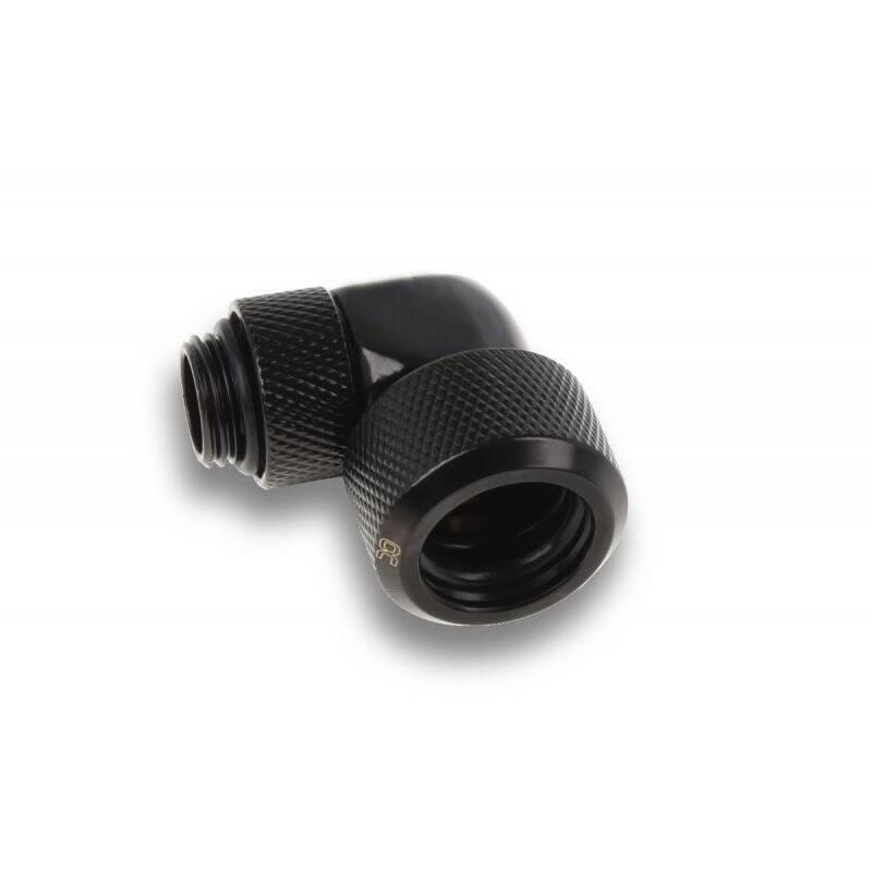Alphacool Eiszapfen 16mm HardTube compression fitting 90° rotatable G1/4 für Acryl/Brass tubes - 4pcs Set Deep Black