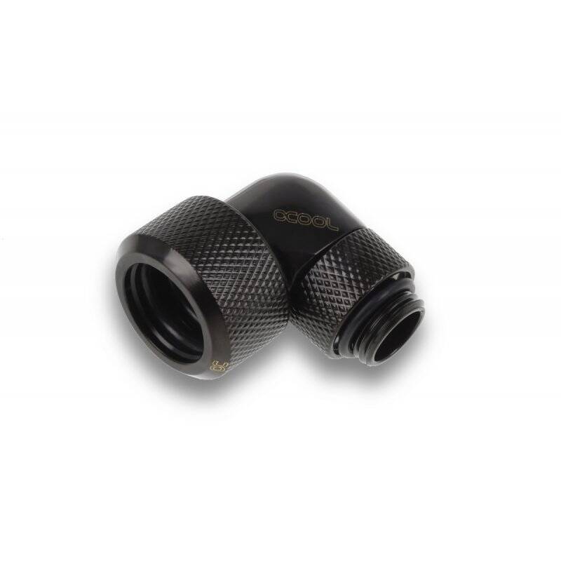 Alphacool Eiszapfen 16mm HardTube compression fitting 90° rotatable G1/4 für Acryl/Brass tubes - 4pcs Set Deep Black