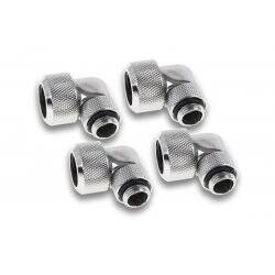 Alphacool Eiszapfen 16mm HardTube compression fitting 90° rotatable G1/4 for Acryl/Brass tubes - 4pcs Set Chrome