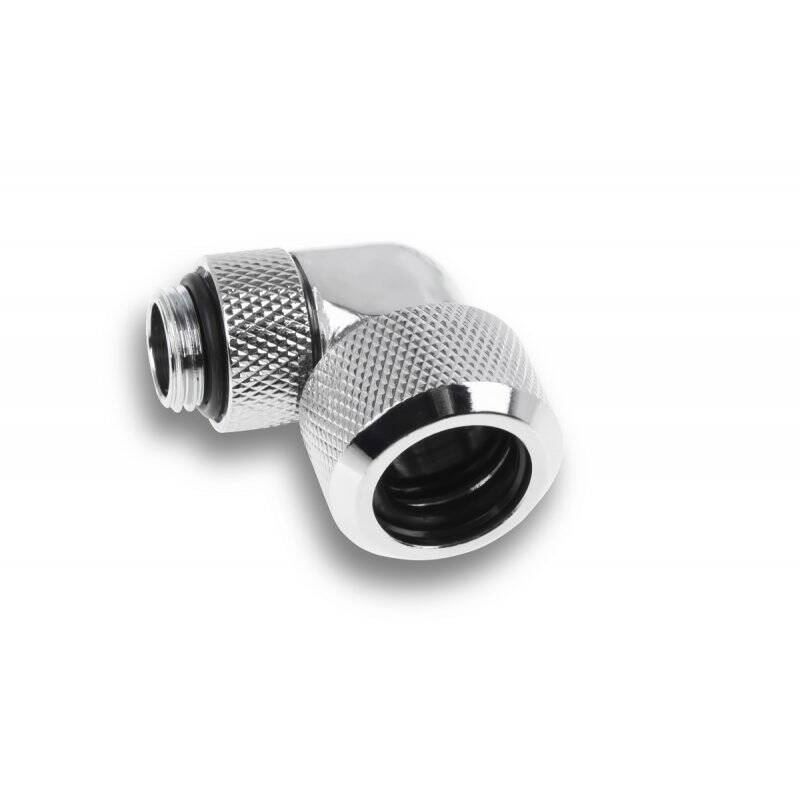 Alphacool Eiszapfen 16mm HardTube compression fitting 90° rotatable G1/4 for Acryl/Brass tubes - 4pcs Set Chrome