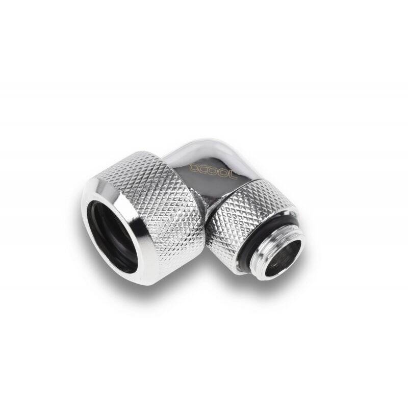Alphacool Eiszapfen 16mm HardTube compression fitting 90° rotatable G1/4 for Acryl/Brass tubes - 4pcs Set Chrome