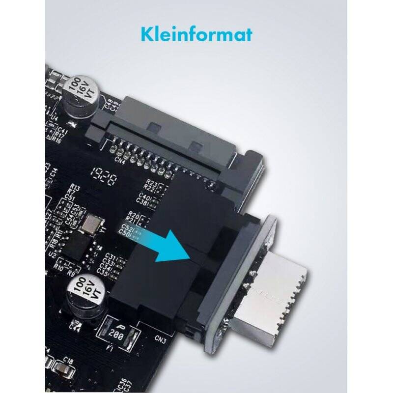 Internal 19-pin male (USB 3.0) to USB 3.1 Type-E 20-pin Key A, (180°)