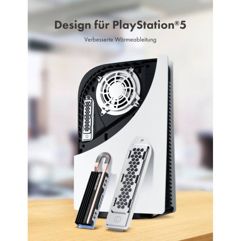 M.2 NVMe2280 SSD heatpipe cooler for PS5, cover with ventilation