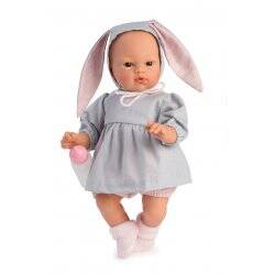 Asi - Koke doll in gray dress with a hood with rabbit ears
