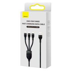 Baseus Universal Flash Series 3-in-1 Fast Charging Data Cable (USB-A to Micro + Lightning + Type-C) 100W, 1.2m Black (CA