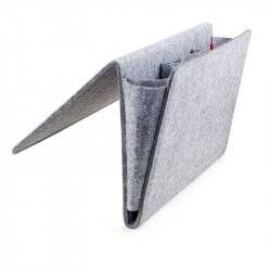 Kikkerland Fourre-Tout pour Lit en Feutre - Gris - 42 x 21,5 x 2,5 cm