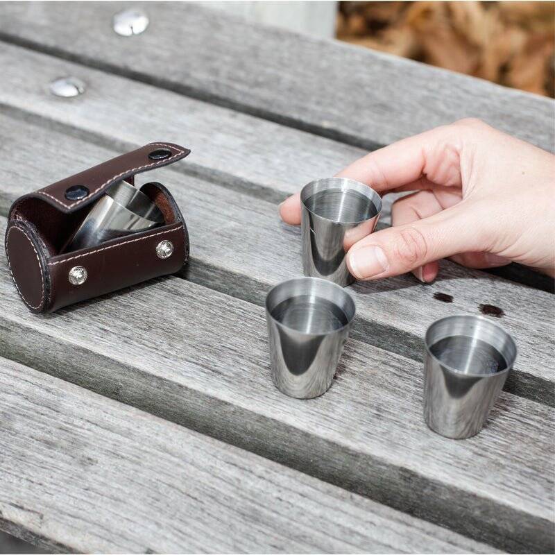 Shot Glasses With Leather Case